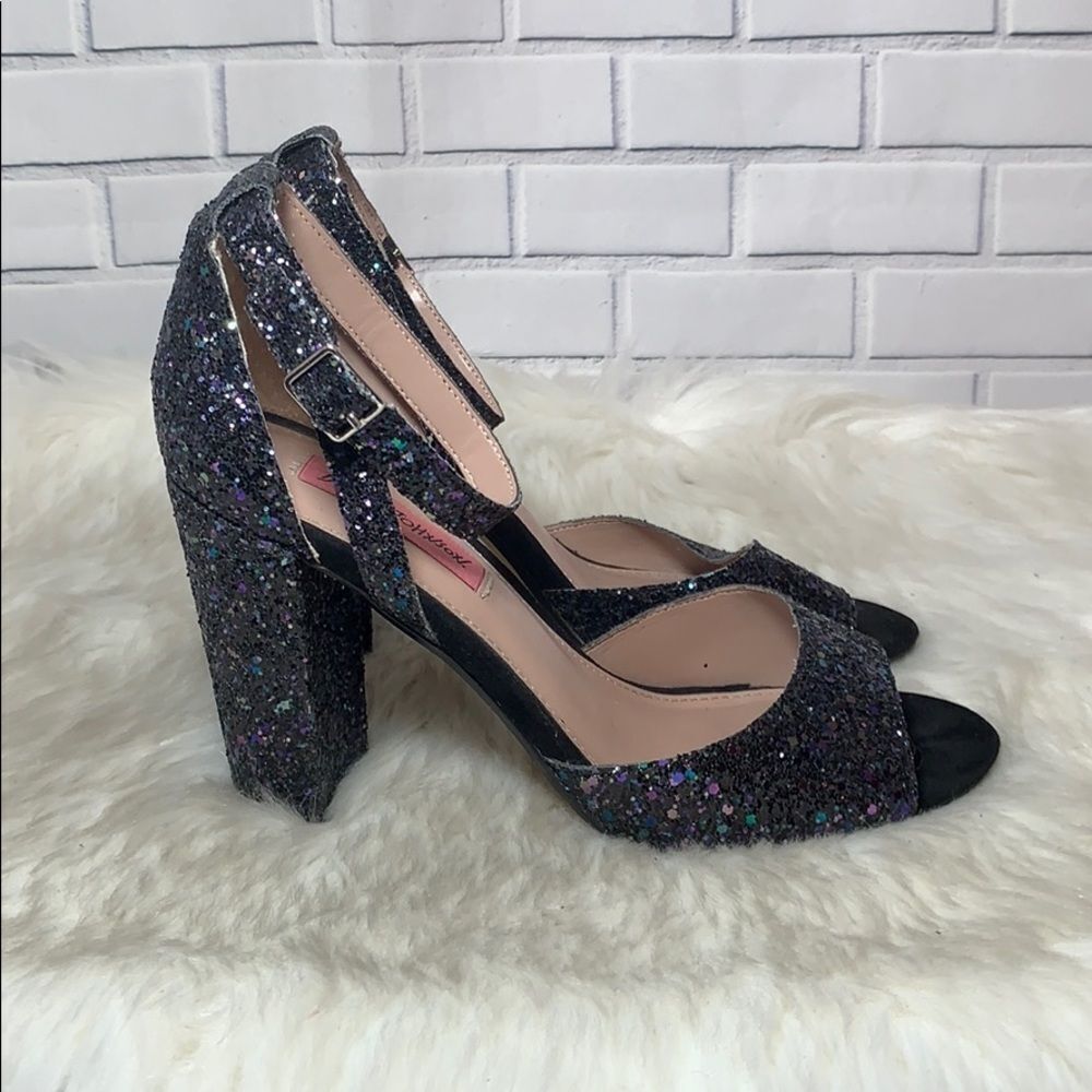 Betsey Johnson Glissten Dark Glitter Shoes Sz 8.5 - Picture 6 of 8